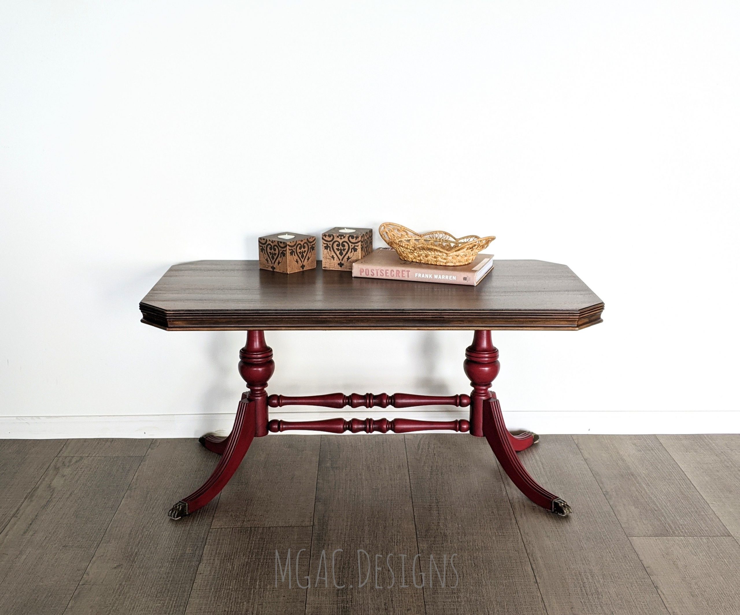 Accent/Coffee Table in Cranberry Sauce with Black Glaze