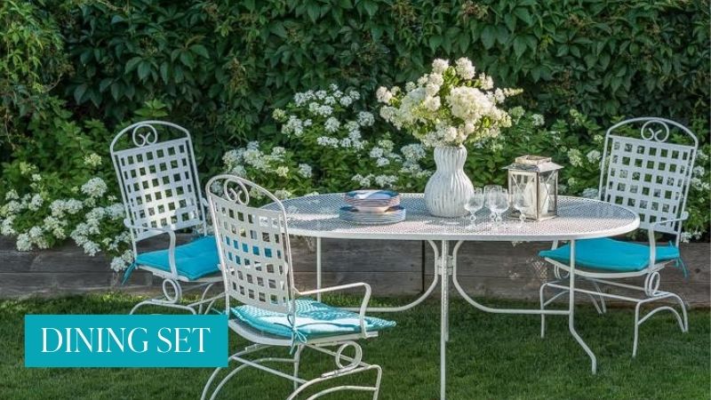 white painted outdoor DINING table and chairs