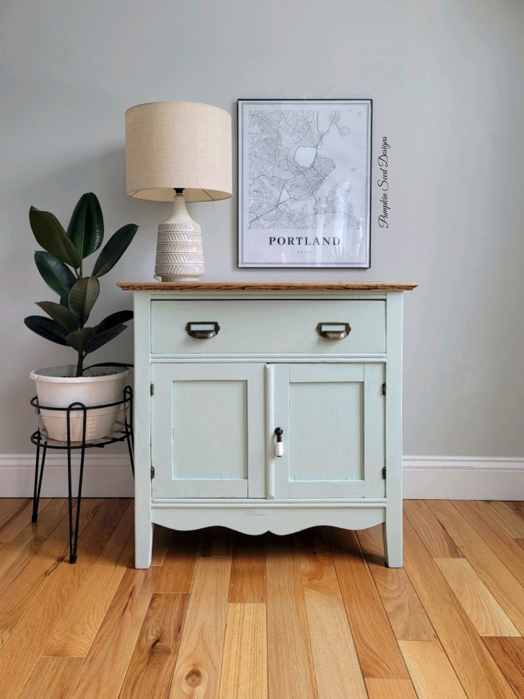 Mint green painted washstand