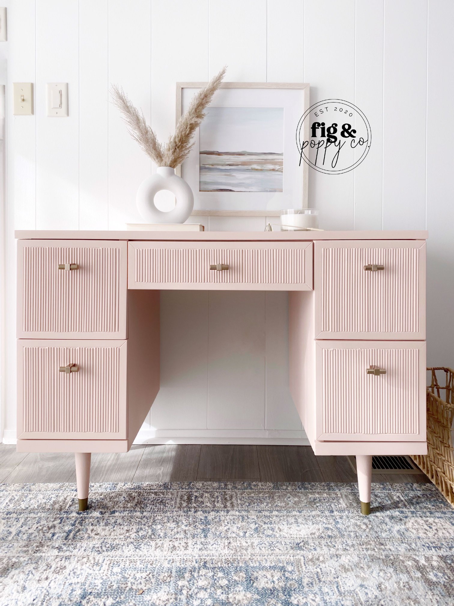 Modern Desk in Ooh La La with Gold Accents