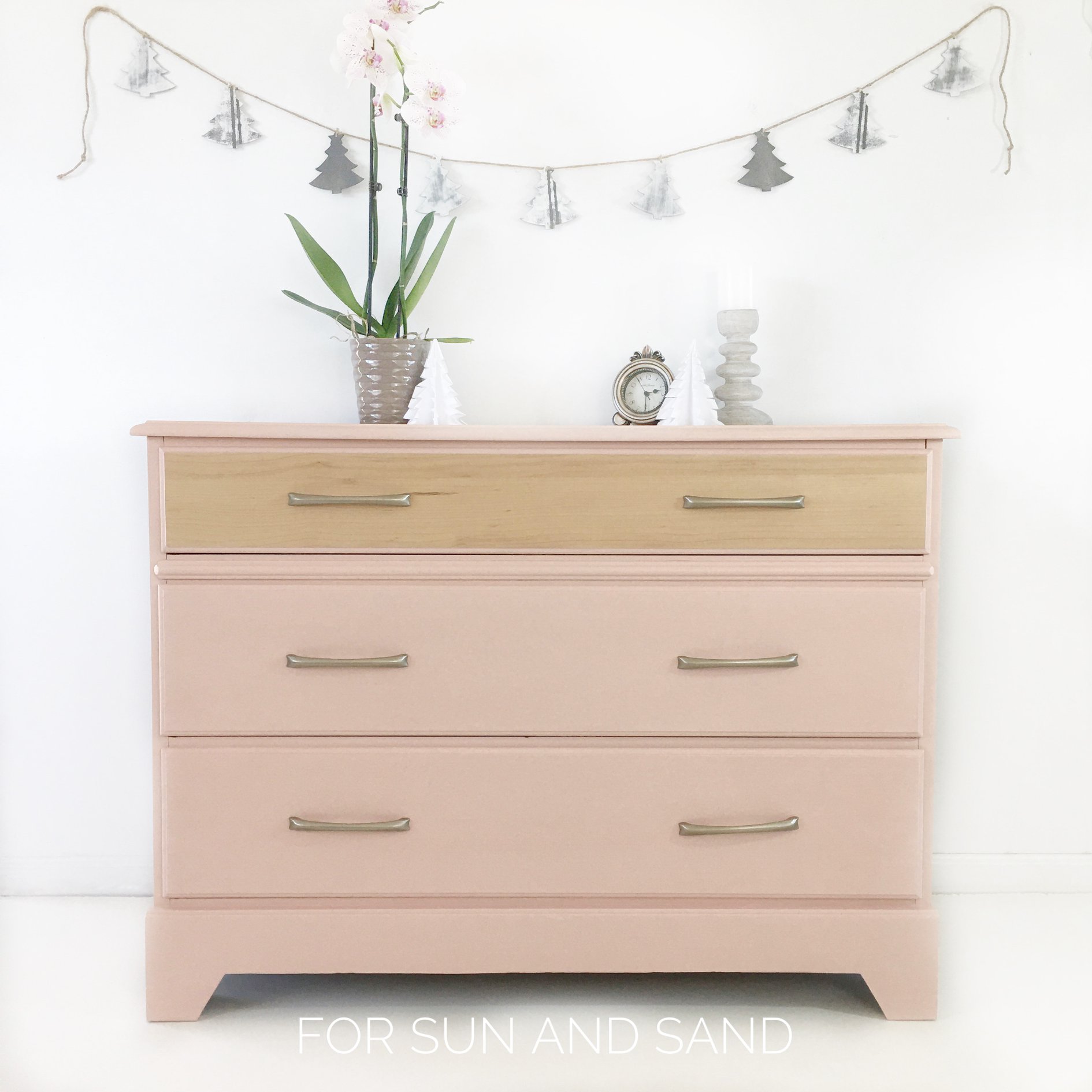 Modern Three Drawer Dresser in Ooh La La with Natural Wood Drawer