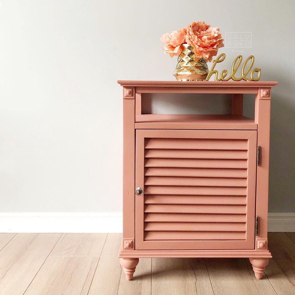 Accent Table in Peachy Keen with Gold Accents