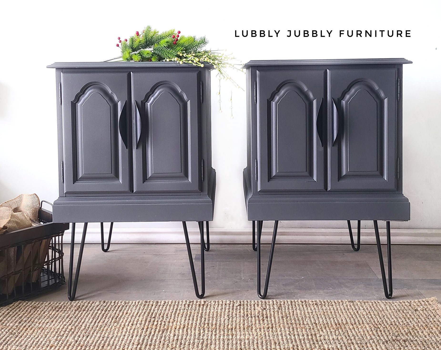 Hair-Pin Leg Cabinets in Rocky Mountain with Clear Coat