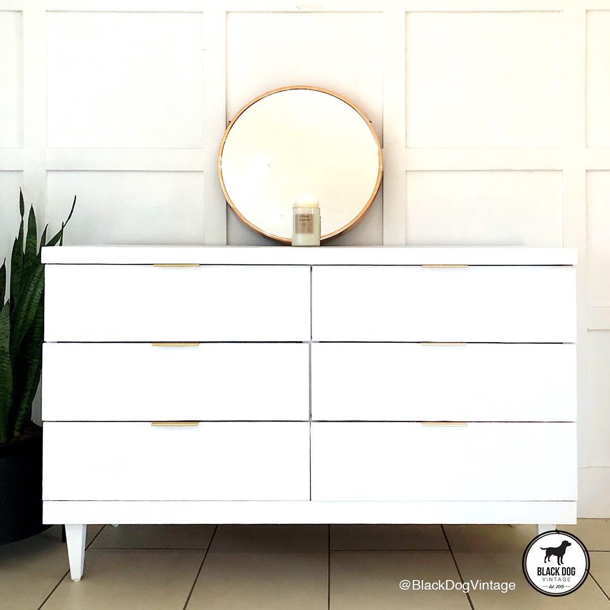 Mid-Century Modern Six Drawer Dresser in Simplicity