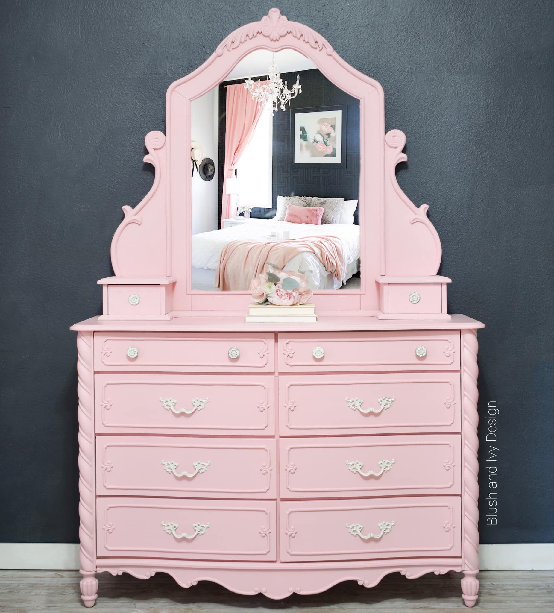 Ornate Dresser with Mirror in Vintage Cupcake