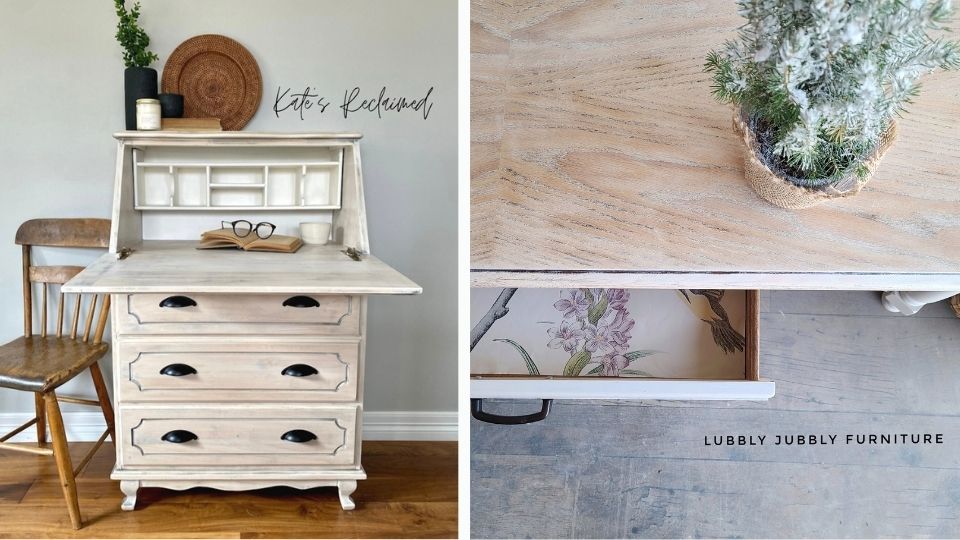 White washed secretary desk