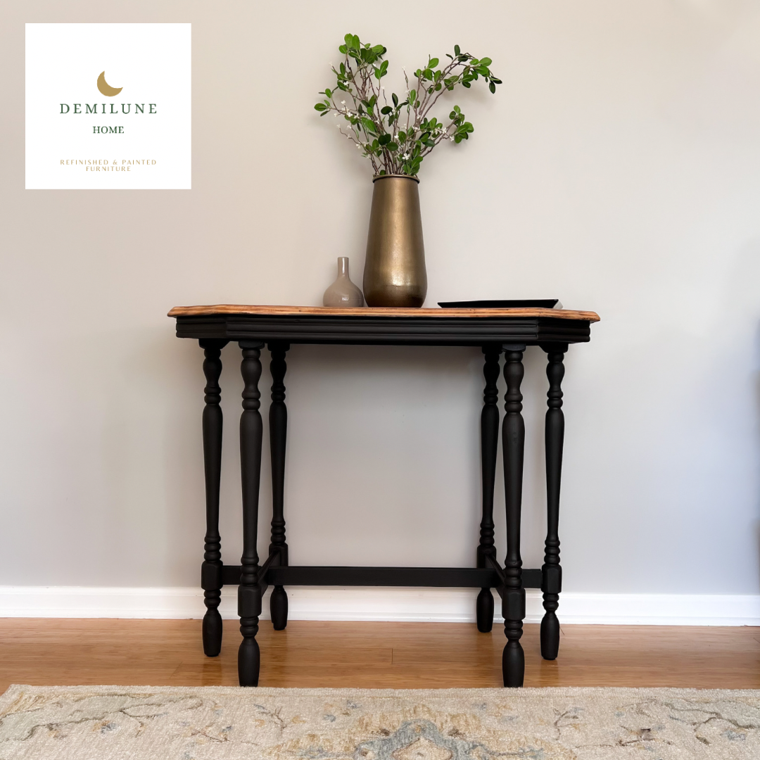 Dark espresso brown black painted legs on side table